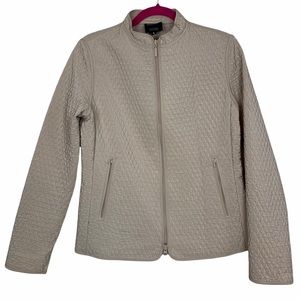 Hilary Radley Tan Diamond Stitch Full Zip Jacket S